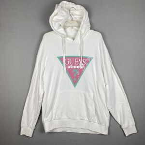 Guess X Atmos X Badmood Hoodie Men Large White Rainbow Logo Hooded Pullover RARE
